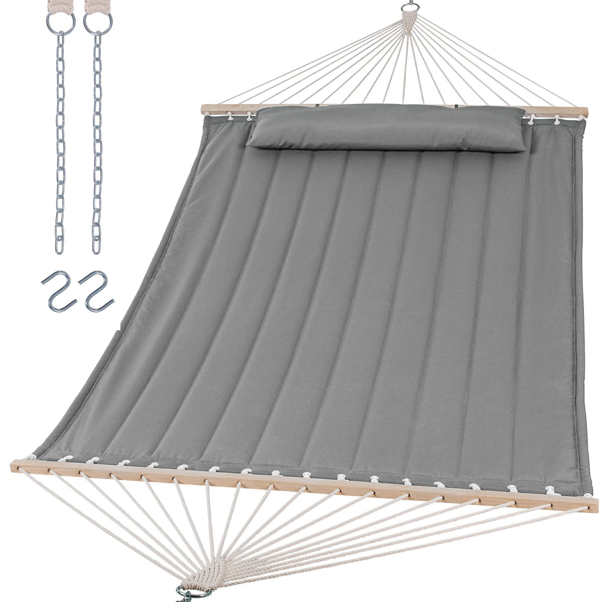 SUNCREAT Extra Large Outdoor Portable Hammock, Gray Green