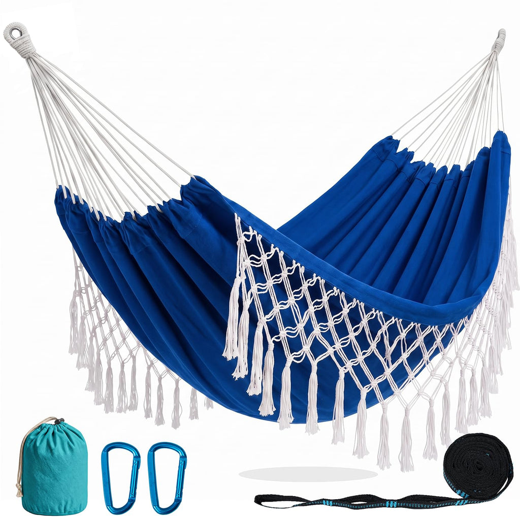 PNAEUT Handmade Tassel Hammock for Outside, 2 Person Tree Hammock for Stand