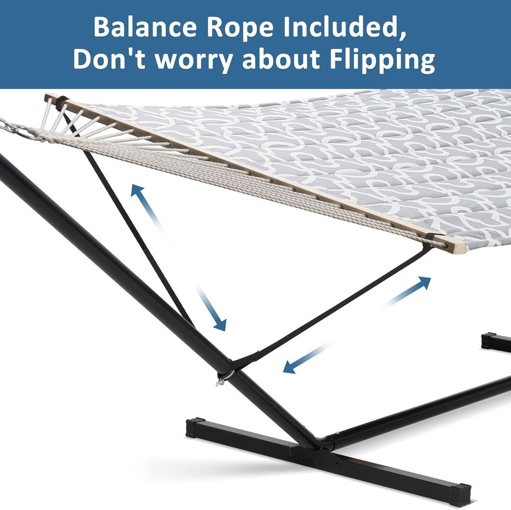 SUNCREAT Extra Large Double Hammock with Stand, 475lbs Capacity, Grey