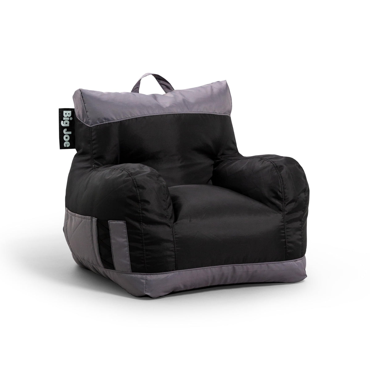 Big Joe Roma Kid's Bean Bag Chair, Oat Sherpa and Graphite, Vegan Suede, 2 Foot Lightweight Refillable Children's Seat