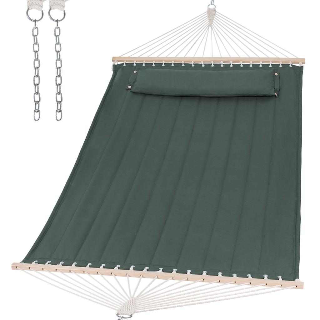 SUNCREAT Hammocks Quilted Fabric Hammock, Max 475lbs Capacity, Blue Stripes