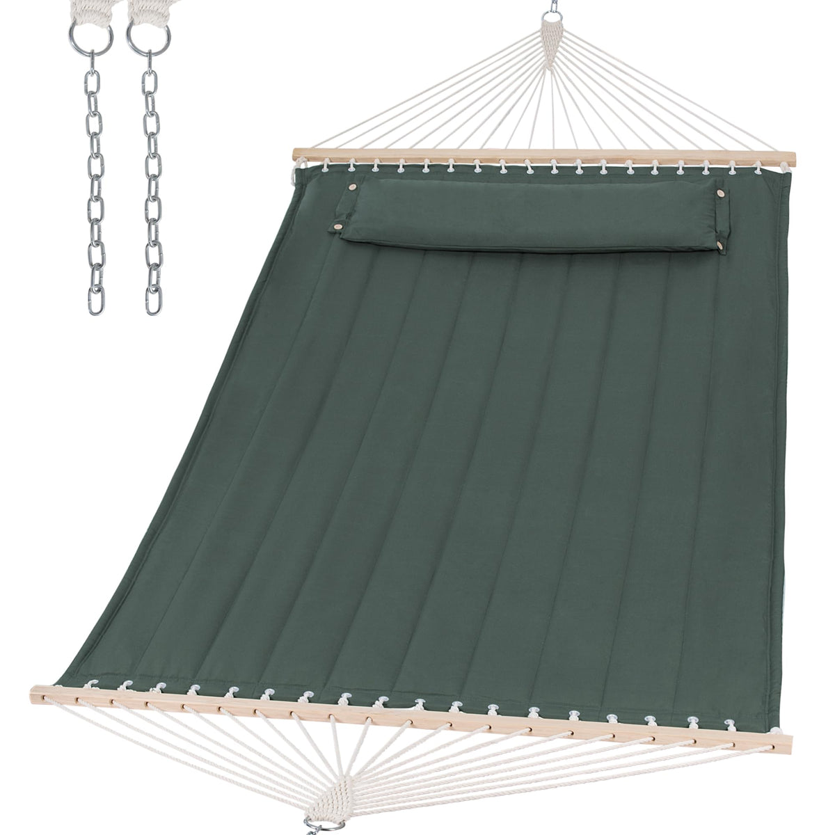 SUNCREAT Hammocks Quilted Fabric Hammock, Max 475lbs Capacity, Blue Stripes