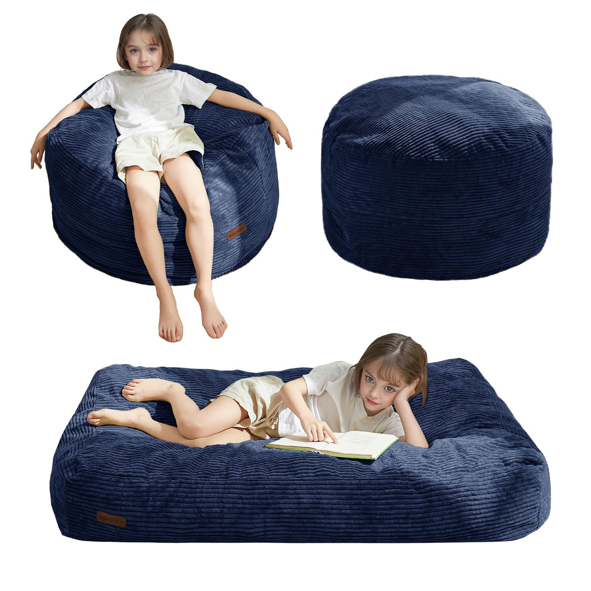 MAXYOYO Bean Bag Chair for Kids, Convertible Bean Bag Seat, Orange