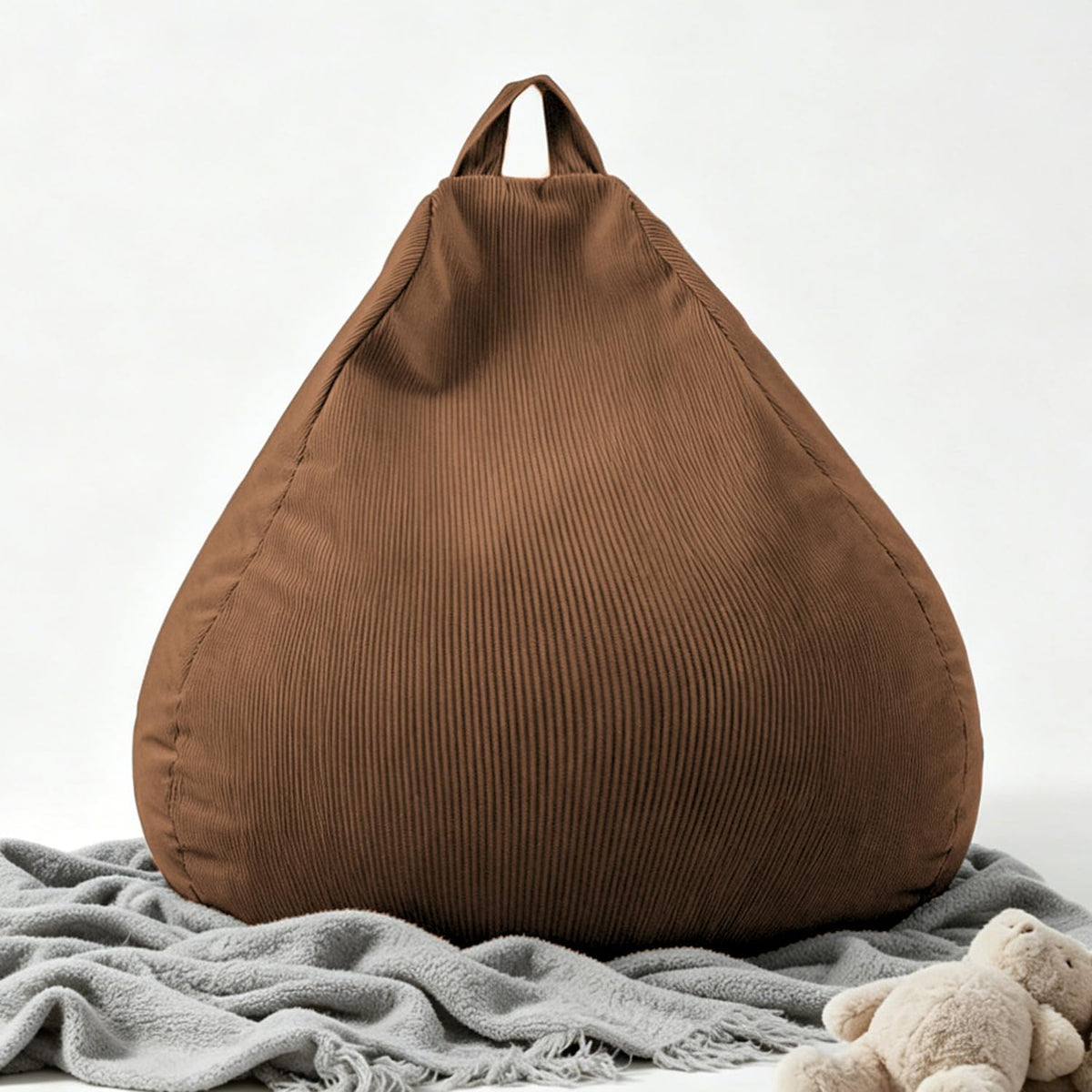 LPMOERA Stuffed Animal Storage Soft Bean Bag Chair Cover No Filler Caramel