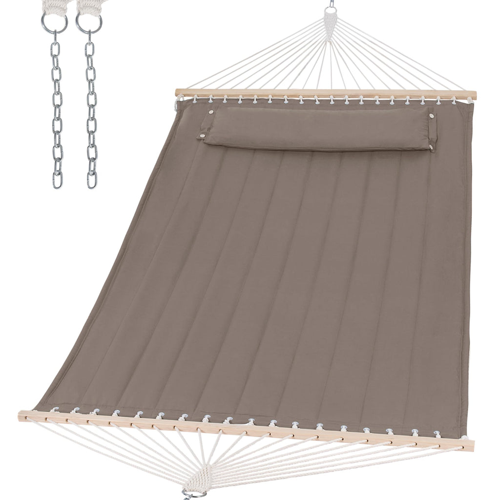 SUNCREAT Heavy Duty 2 Person Hammock for Indoor, Outdoor, Gray