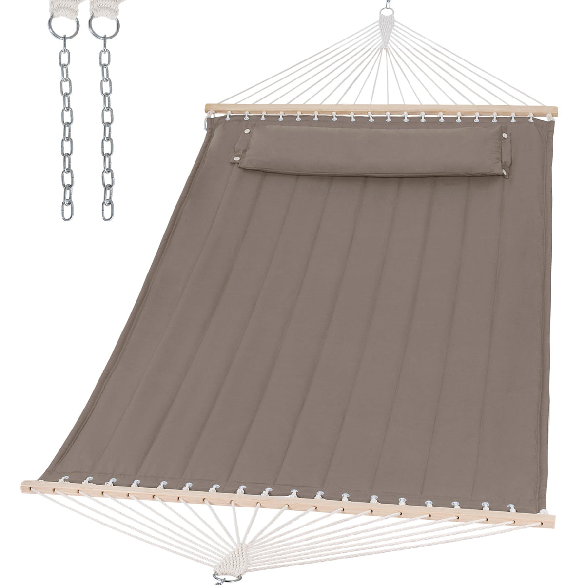 SUNCREAT Heavy Duty 2 Person Hammock for Indoor, Outdoor, Gray