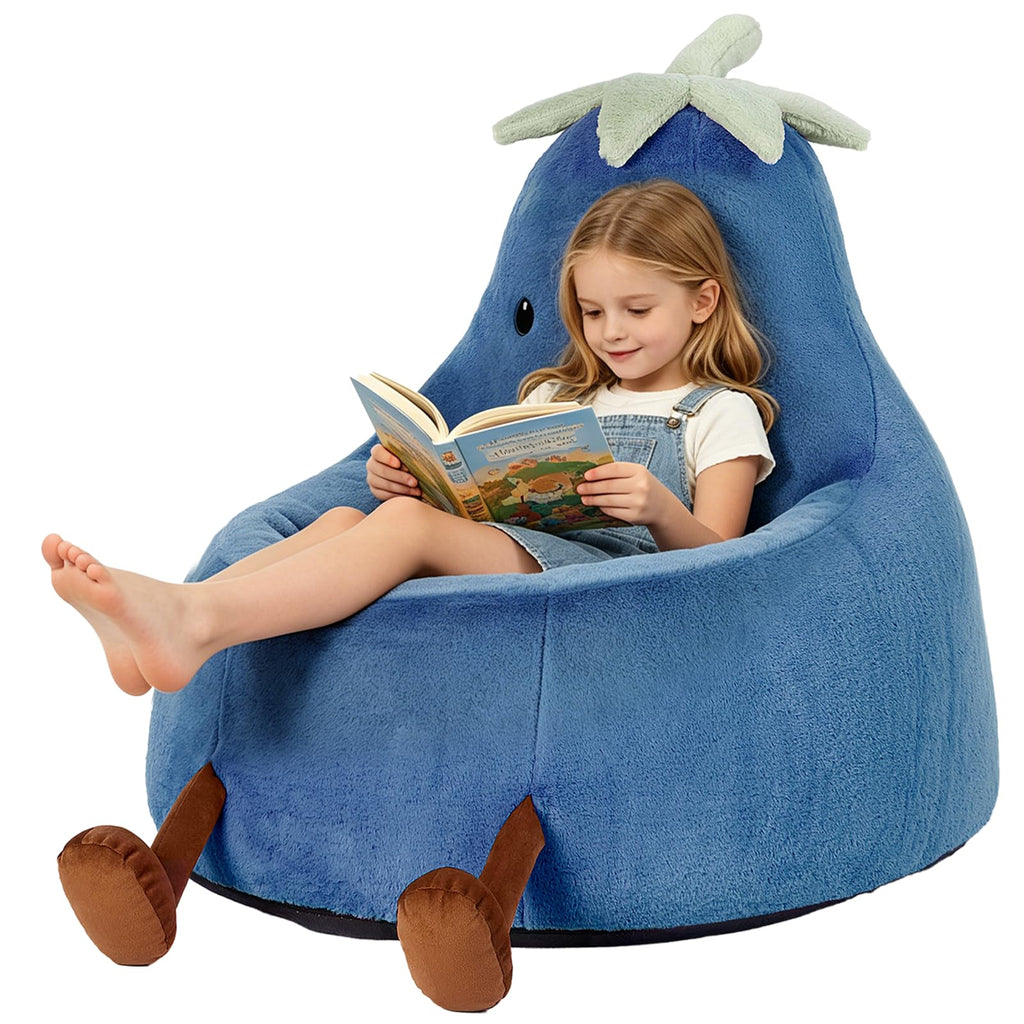 31 Inches Memory Foam Bean Bag Chair - Ultra Soft Faux Rabbit Fur Sofa with Handle & Machine Washable Cover, Comfy Lazy Chair for Kids Teens, Perfect for Reading Gaming in Living Room Bedroom，Yellow