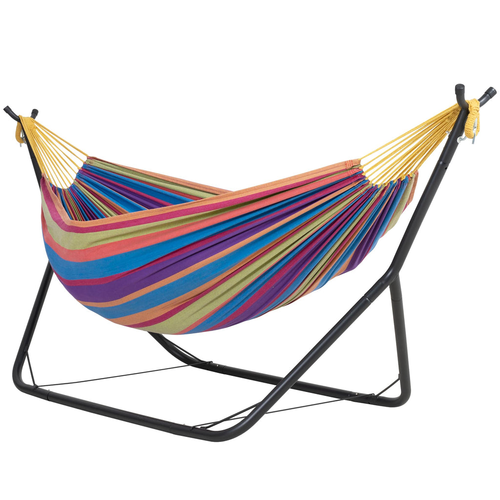 ANOW Double Space Saving Hammock with Stand, Dark Gray with Tassels