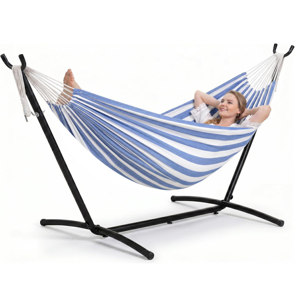 SUNCREAT Stand Alone Hammock with Stand for Outside 2 Person, Dark Gray