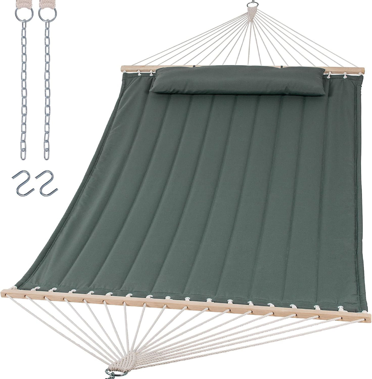 SUNCREAT Extra Large Outdoor Portable Hammock, Gray Green