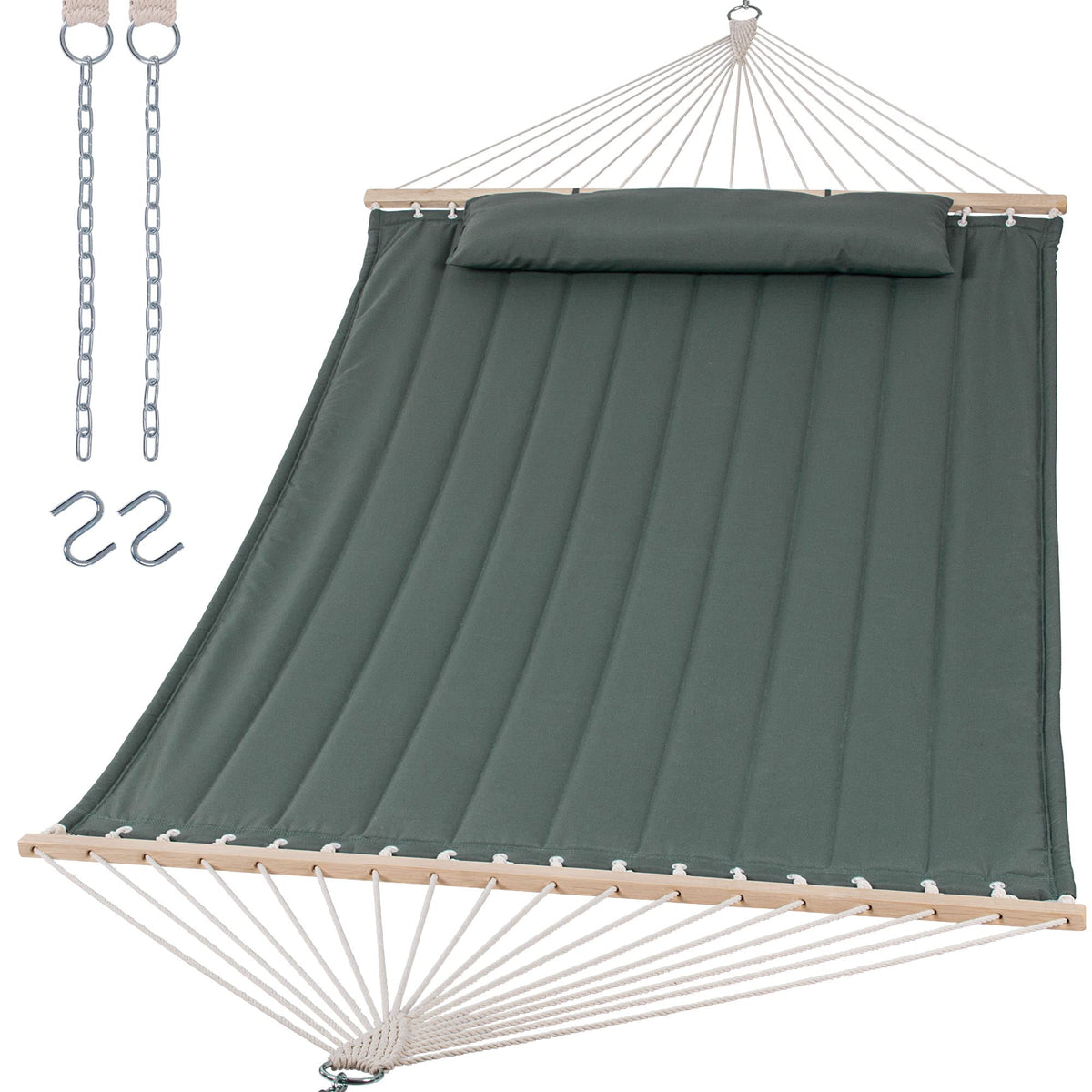 SUNCREAT Extra Large Outdoor Portable Hammock, Gray Green