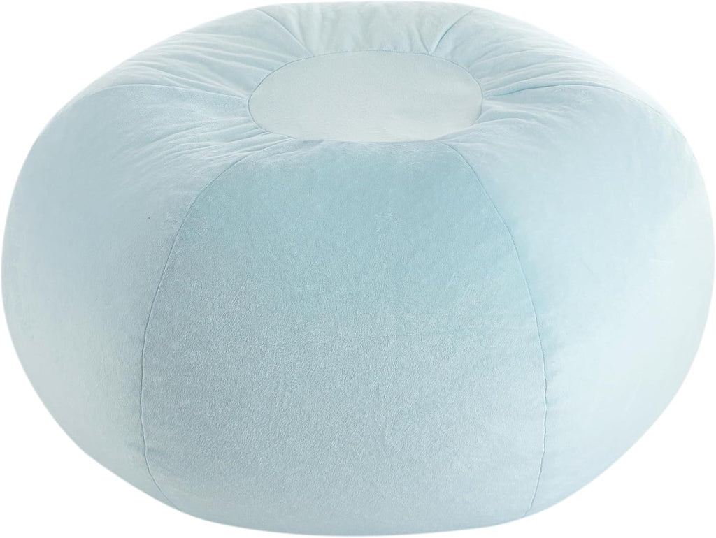 Heritage Kids Pod Round Bean Bag Chair, Soft Plush Lounge Seat for Bedroom or Playroom, Light Blue