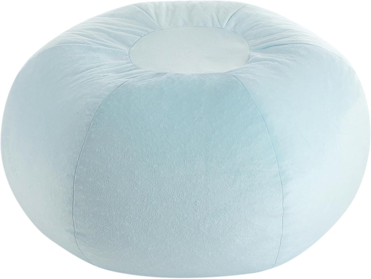 Heritage Kids Pod Round Bean Bag Chair, Soft Plush Lounge Seat for Bedroom or Playroom, Light Blue