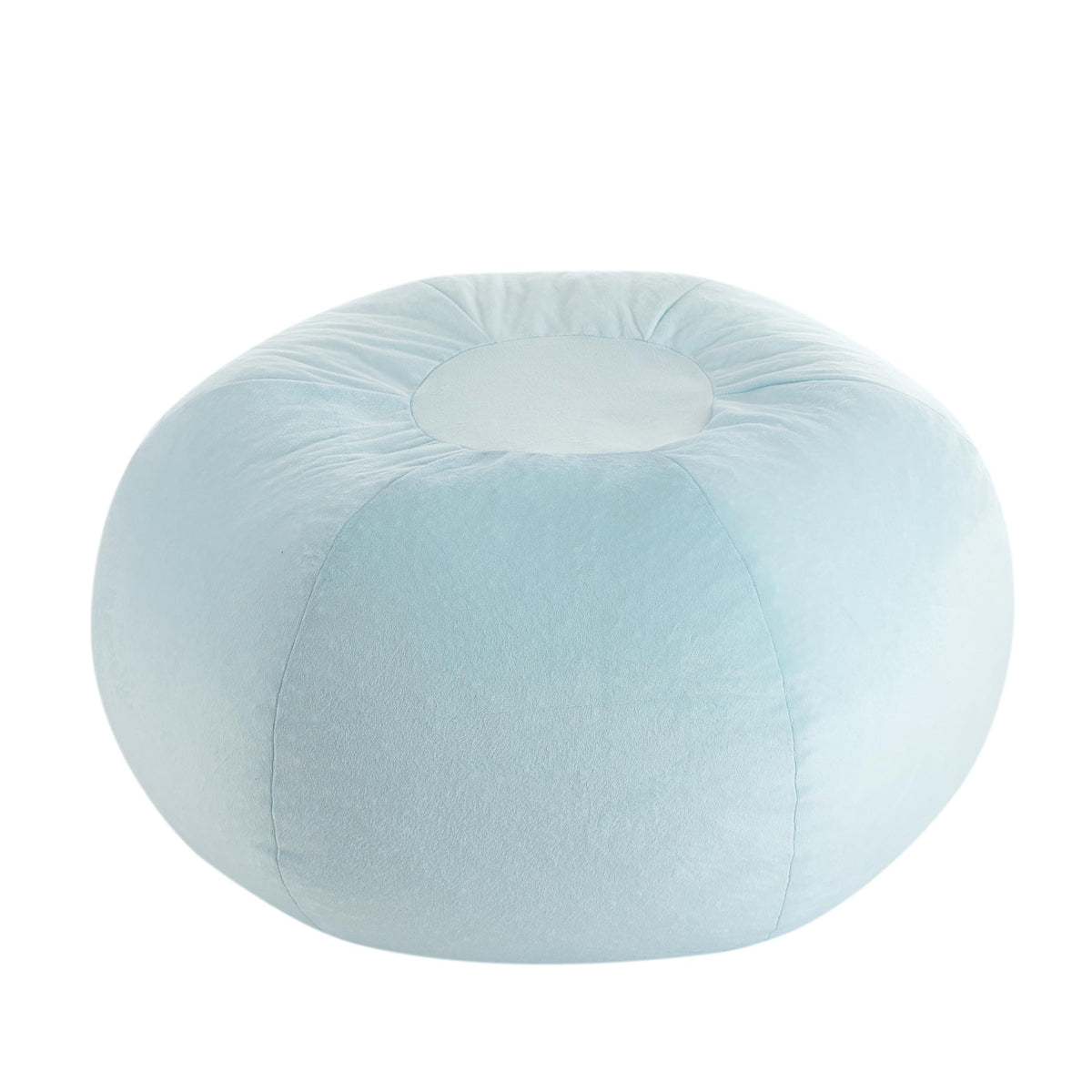 Heritage Kids Pod Round Bean Bag Chair, Soft Plush Lounge Seat for Bedroom or Playroom, Light Blue