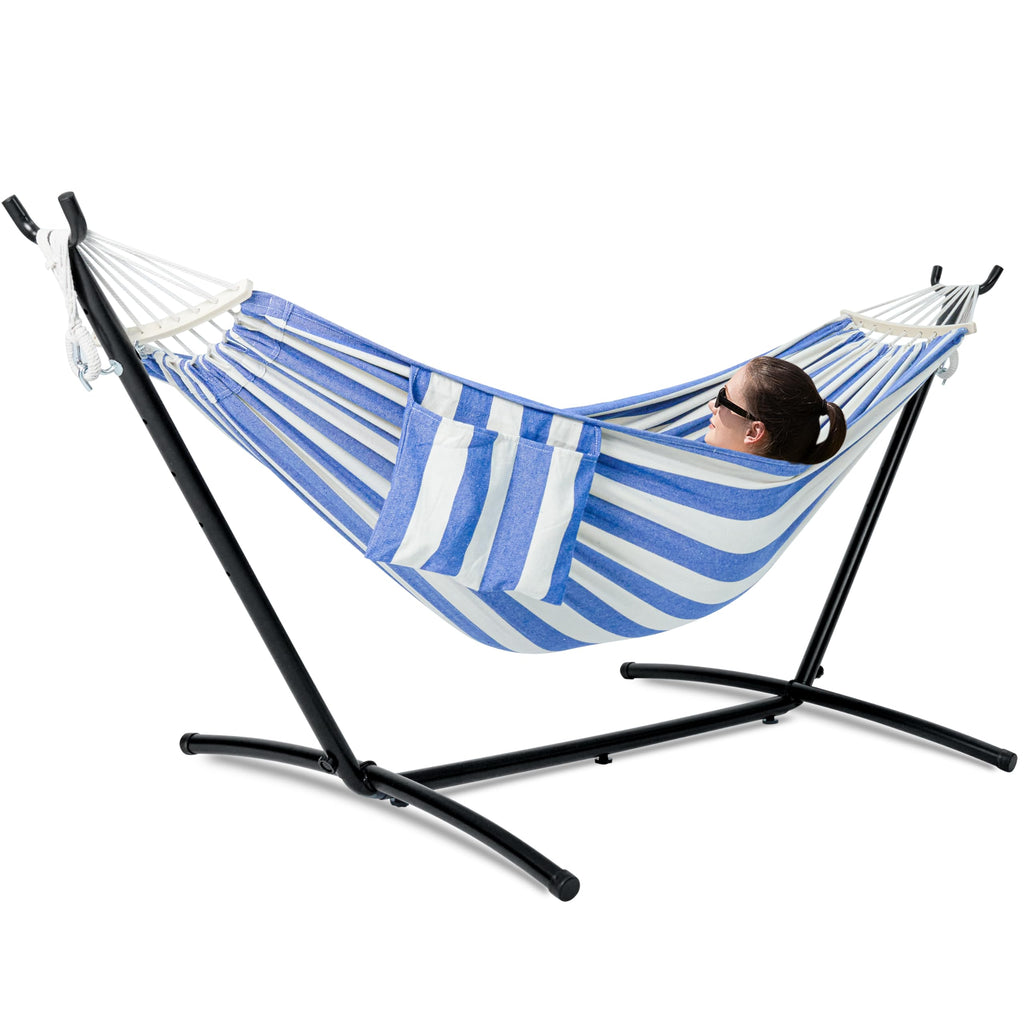 GAFETE Double Hammocks with Stand for Outside, Max 600lbs, (Classic Red)