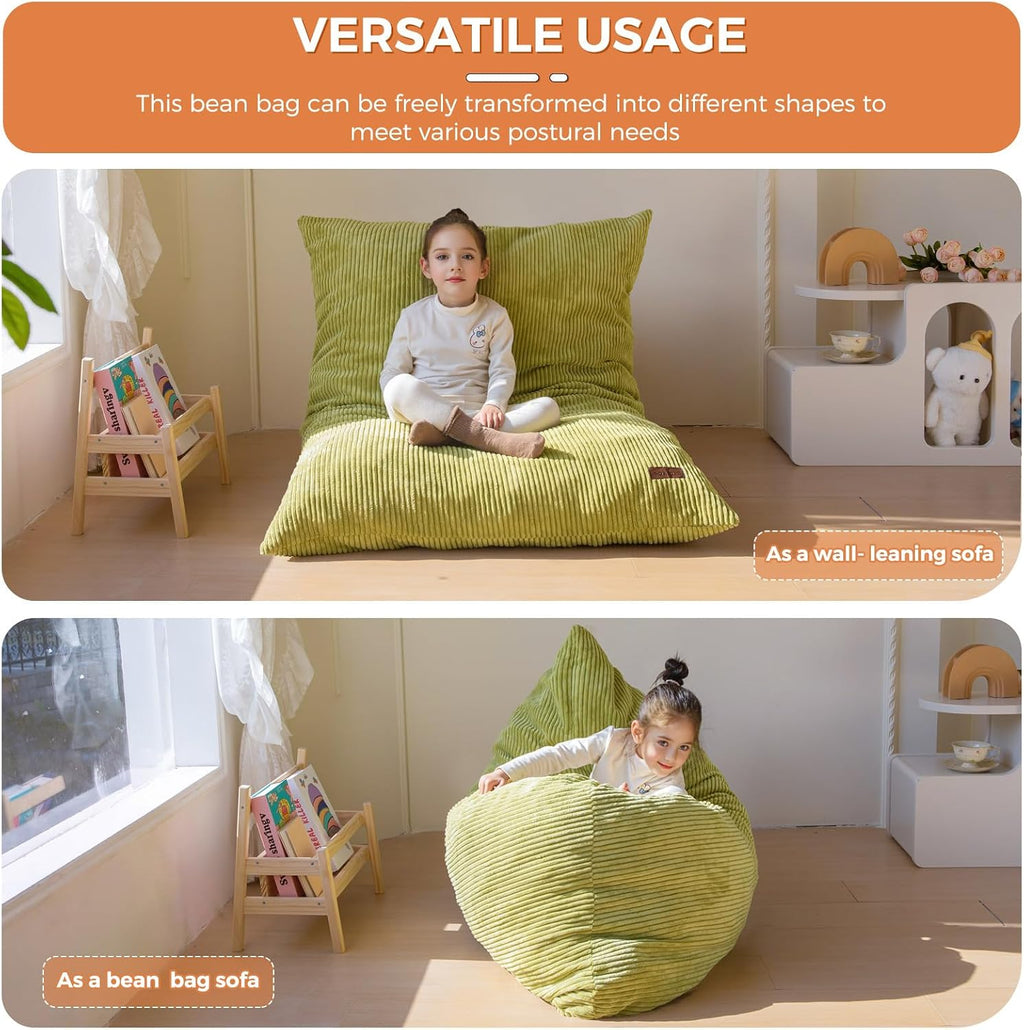 MAXYOYO 3 in 1 Kids Bean Bag Chair, Comfy Floor Sofa with Removed Cover