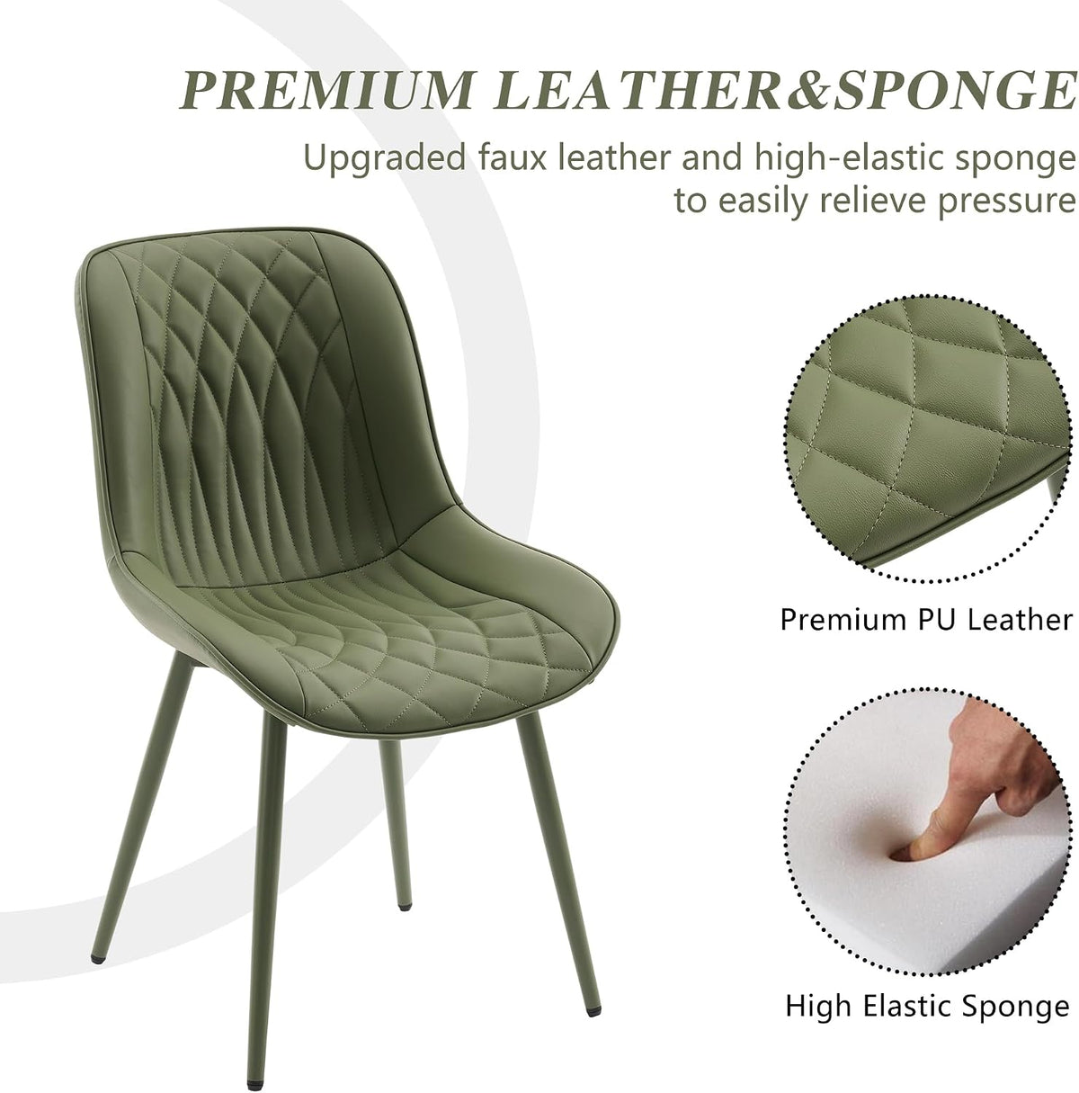 YOUNIKE Dining Chairs Set of 2 Kitchen & Dining Room Chairs Modern Green