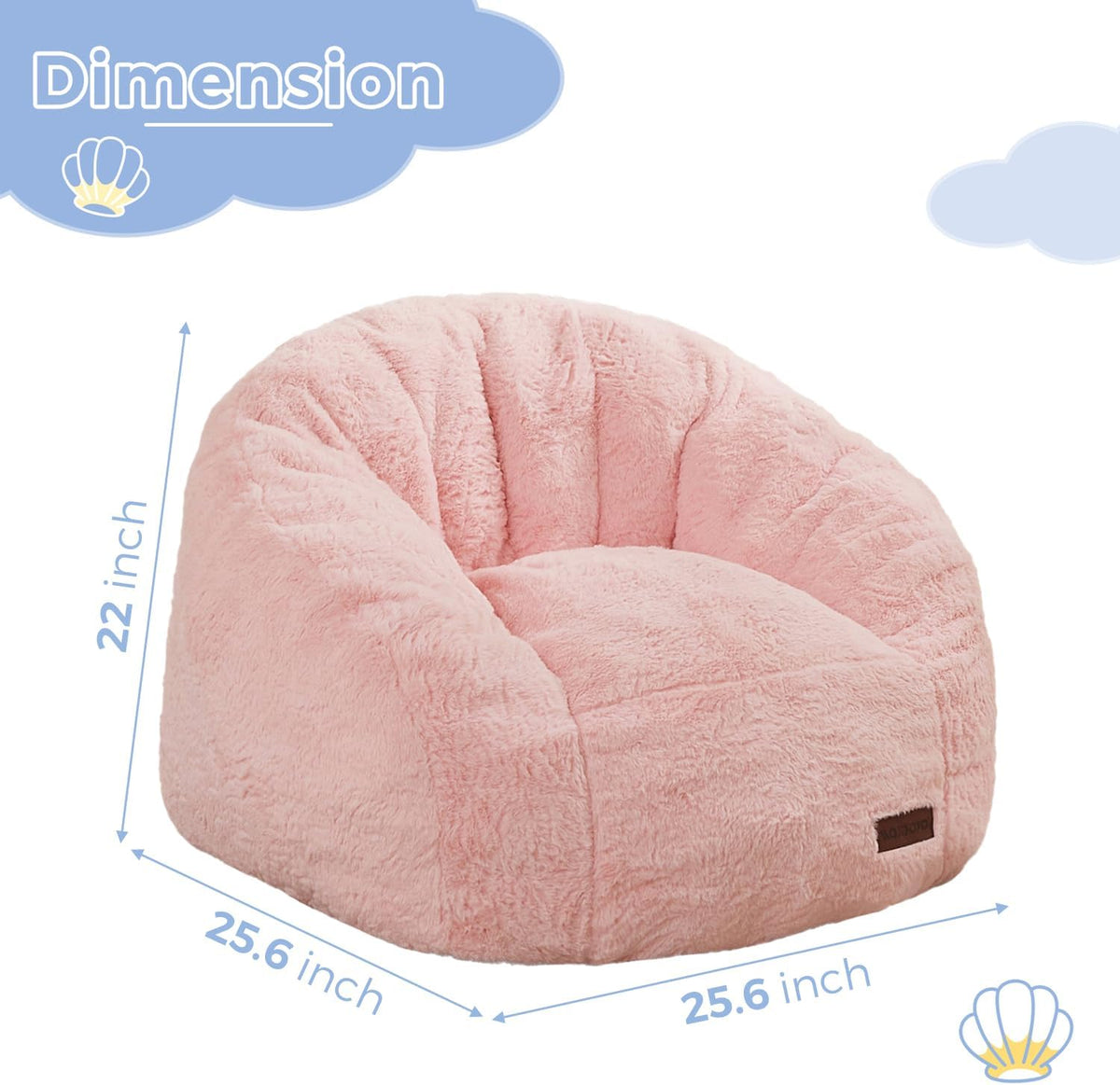 MAXYOYO Bean Bag Chair for Kids, Shell Shaped Bean Bag Sofa Floor Sofa
