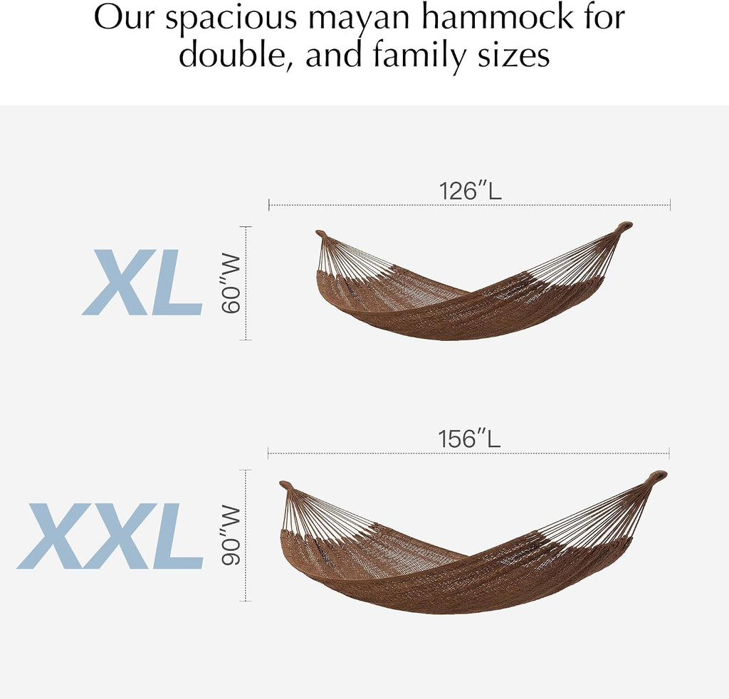 PNAEUT Handwoven Rope Mayan Hammock for Outside, 600 lbs Capacity