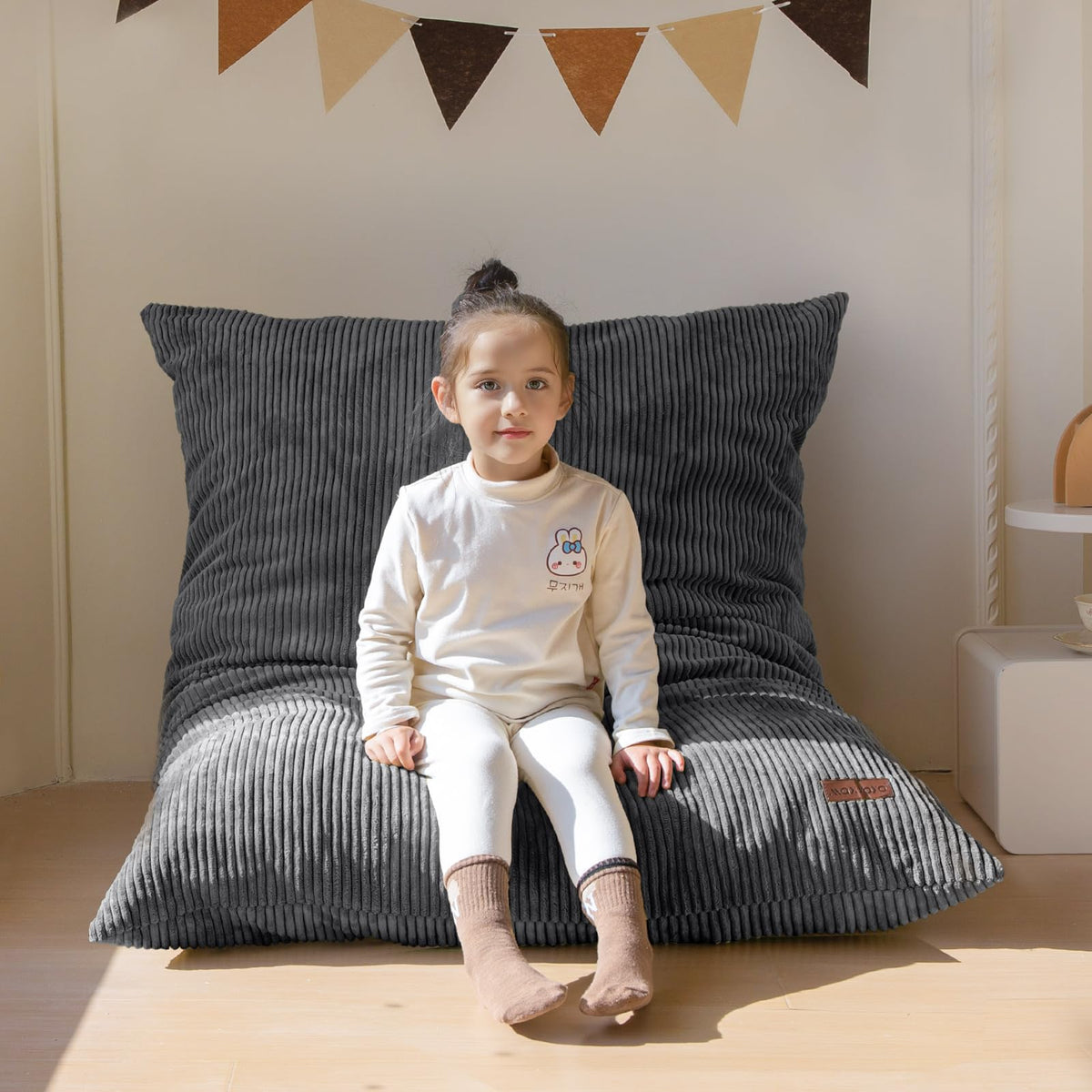 MAXYOYO 3 in 1 Kids Bean Bag Chair, Comfy Floor Sofa with Removed Cover