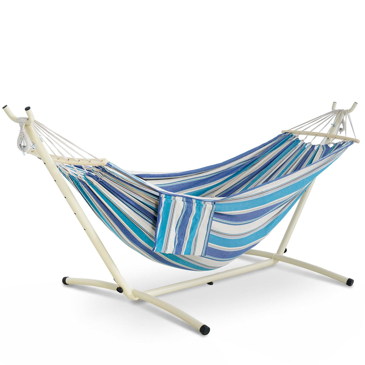 Lazy Daze Portable Hammock with Stand, Free Standing Hammocks for Indoor Outdoor Patio Yard, Has a Carrying Bag and Pillow, 9ft Steel Hamacas Heavy Duty 2 Person Amaca 450 lbs Capacity(White)