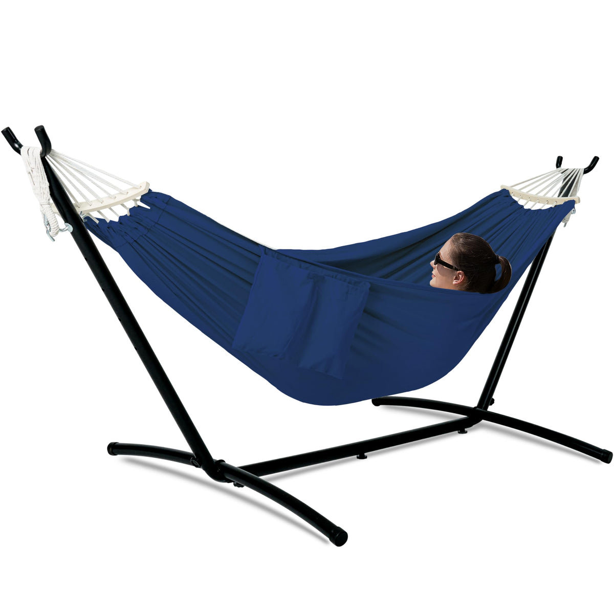 GAFETE Double Hammocks with Stand for Outside, Max 600lbs, (Classic Red)