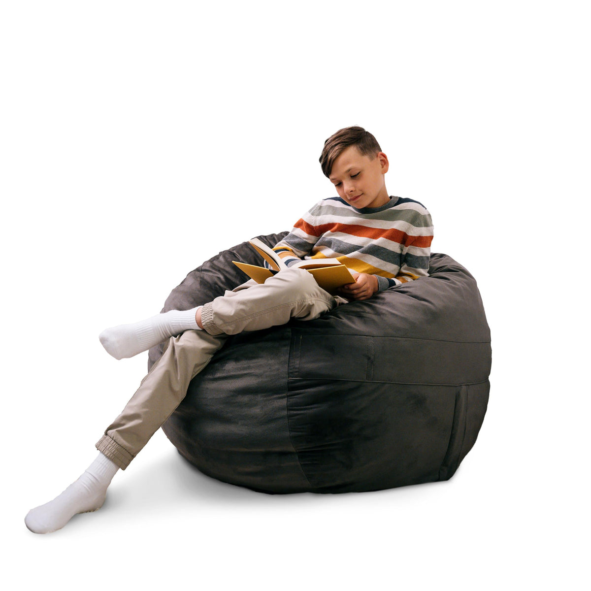 Big Joe Turnabout 3-in-1 Convertible Kids Bean Bag Chair, Midnight Blue