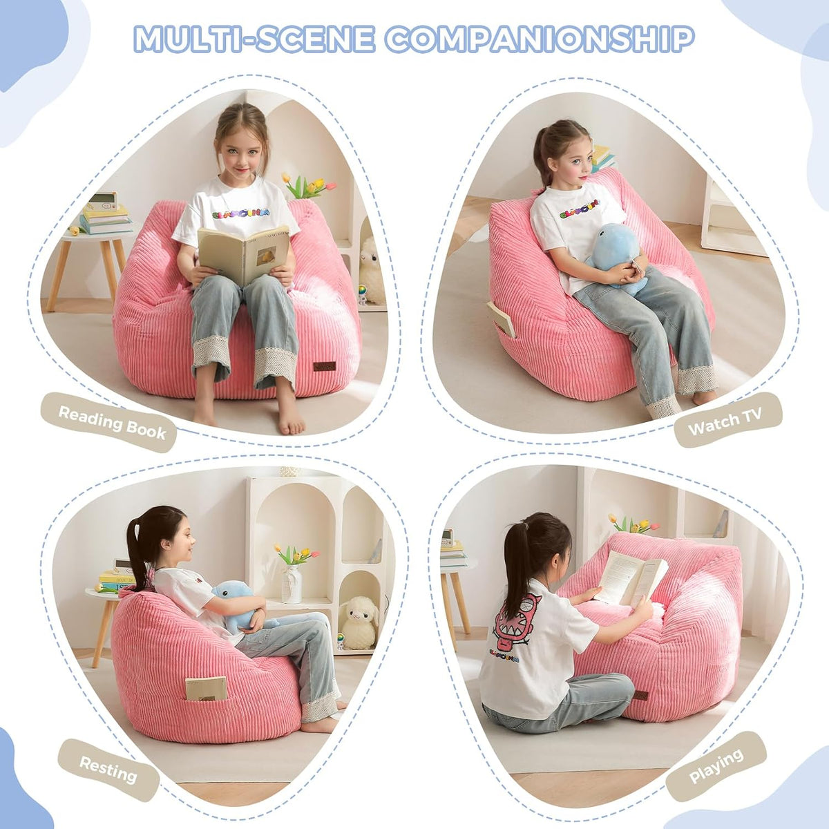 MAXYOYO Kids Bean Bag Chair, Convenient Bean Bag Sofa with Handle