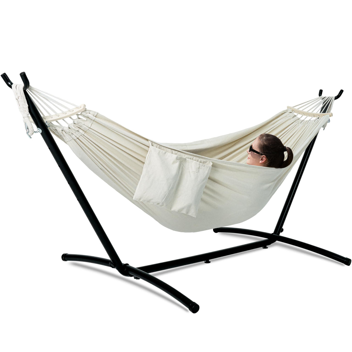 GAFETE Double Hammocks with Stand for Outside, Max 600lbs, (Classic Red)