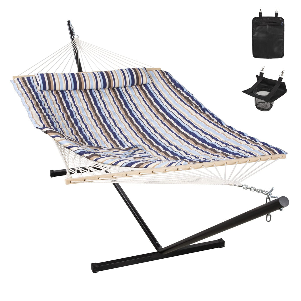 ANOW Double Rope Hammock with Spreader Bars and Carrying Bag, Natural