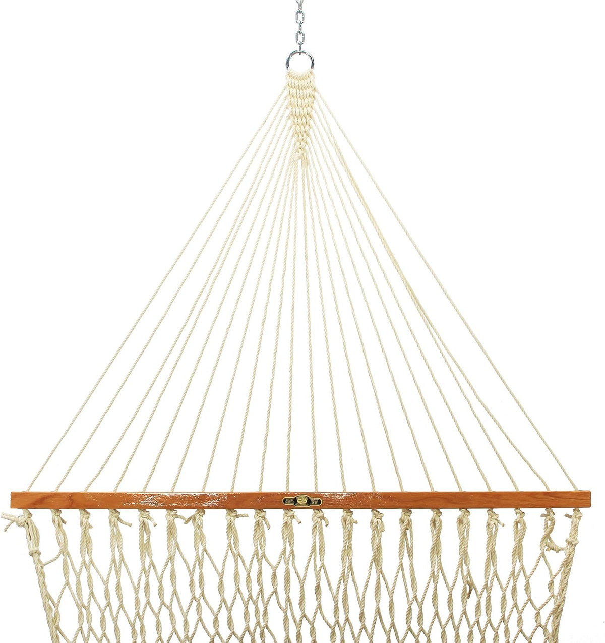 Original Pawleys Island Single Oatmeal DuraCord Rope Hammock – 12 ft. x 50 in., 1-Person, 450 lb Capacity, Oak Spreader Bar, Zinc-Plated Hardware, Handcrafted in the USA
