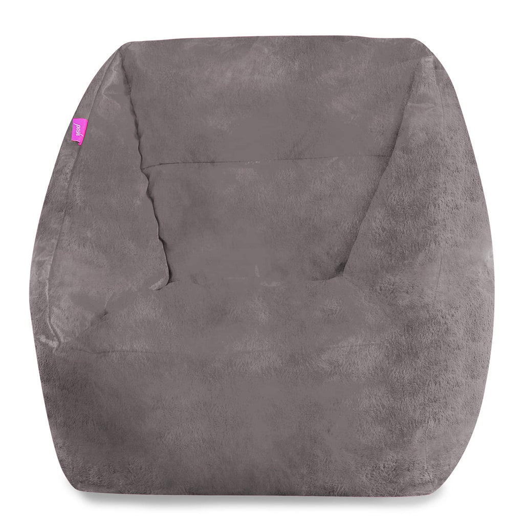 Posh Creations Structured Comfy Bean Bag Chair for Gaming, Reading, and Watching TV, Malibu Lounge, Canvas - Forest Critters on White