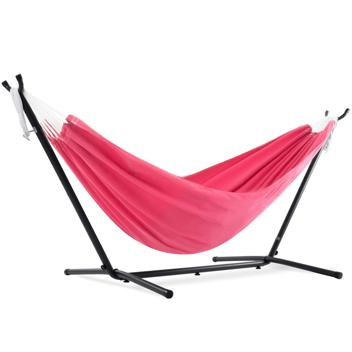 Vivere Double Cotton Hammock, Space Saving Steel Stand, Blue Lagoon, 9 Ft