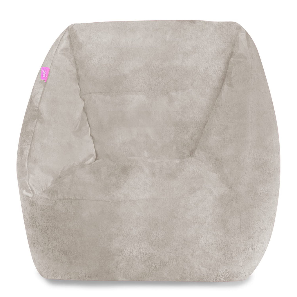 Posh Creations Structured Comfy Bean Bag Chair for Gaming, Reading, and Watching TV, Malibu Lounge, Canvas - Forest Critters on White