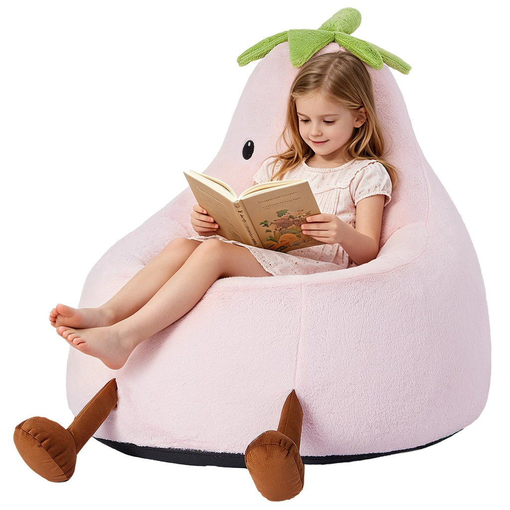 31 Inches Memory Foam Bean Bag Chair - Ultra Soft Faux Rabbit Fur Sofa with Handle & Machine Washable Cover, Comfy Lazy Chair for Kids Teens, Perfect for Reading Gaming in Living Room Bedroom，Yellow