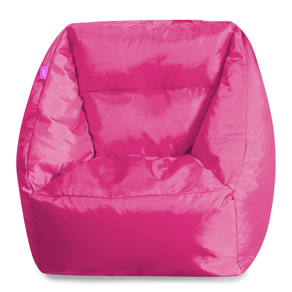 Posh Creations Structured Comfy Bean Bag Chair for Gaming, Reading, and Watching TV, Malibu Lounge, Canvas - Forest Critters on White