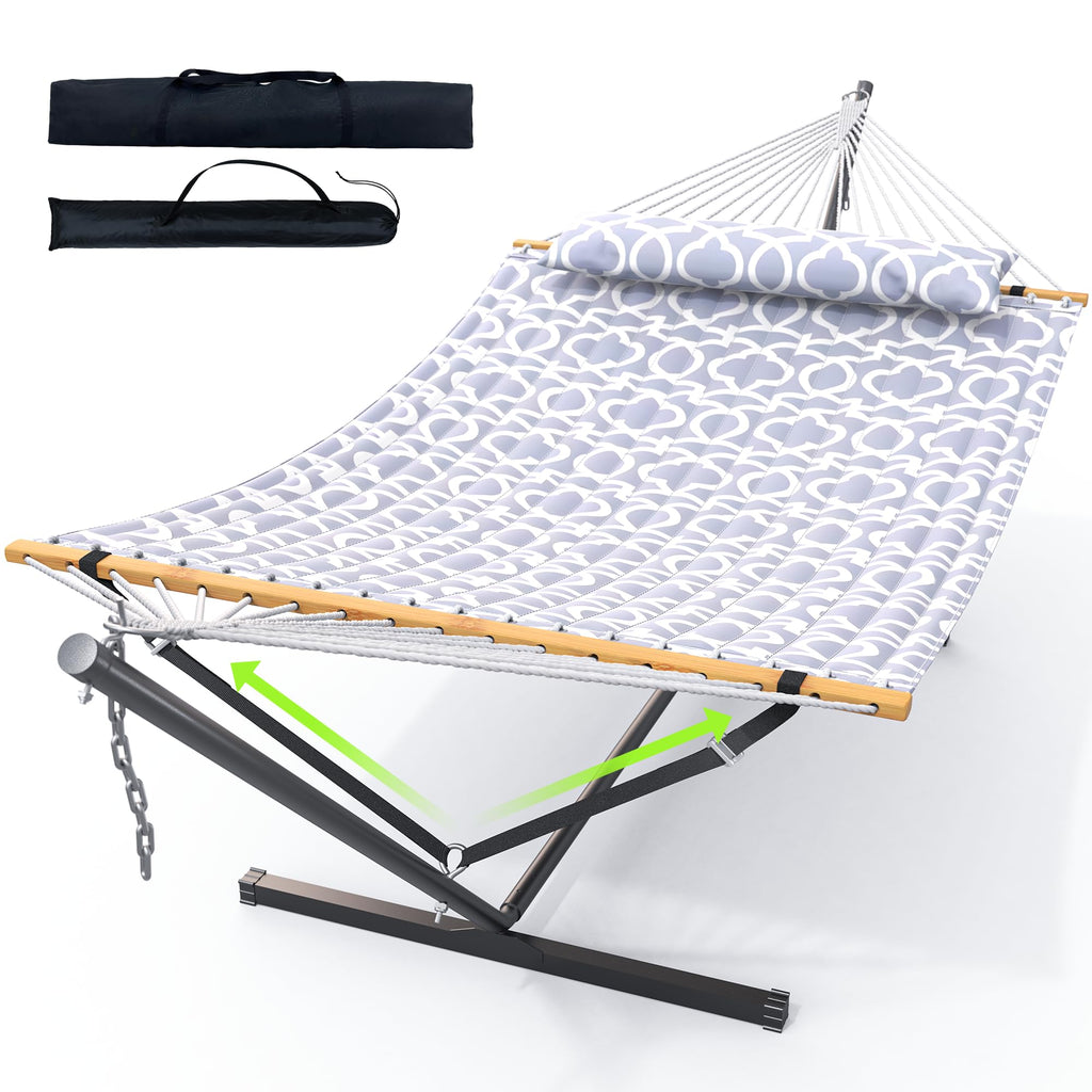ANAGOO Double Hammock with Stand 500lbs Heavy Duty Outdoor Two Person White