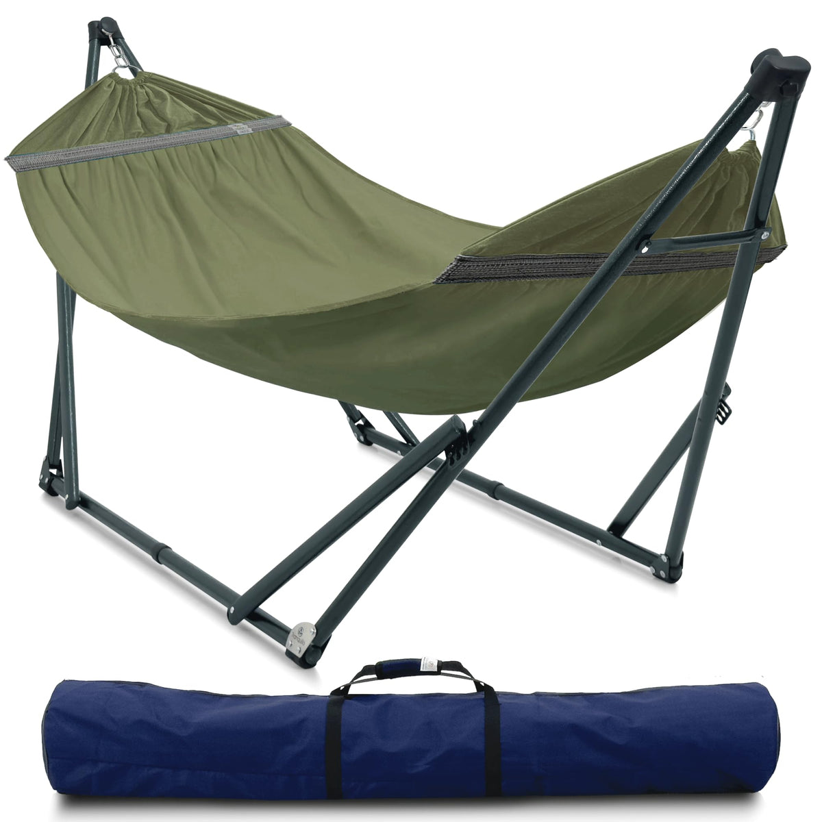 Tranquillo 600lbs Double Hammock with Stand Outdoor Indoor, Camping- Aegean