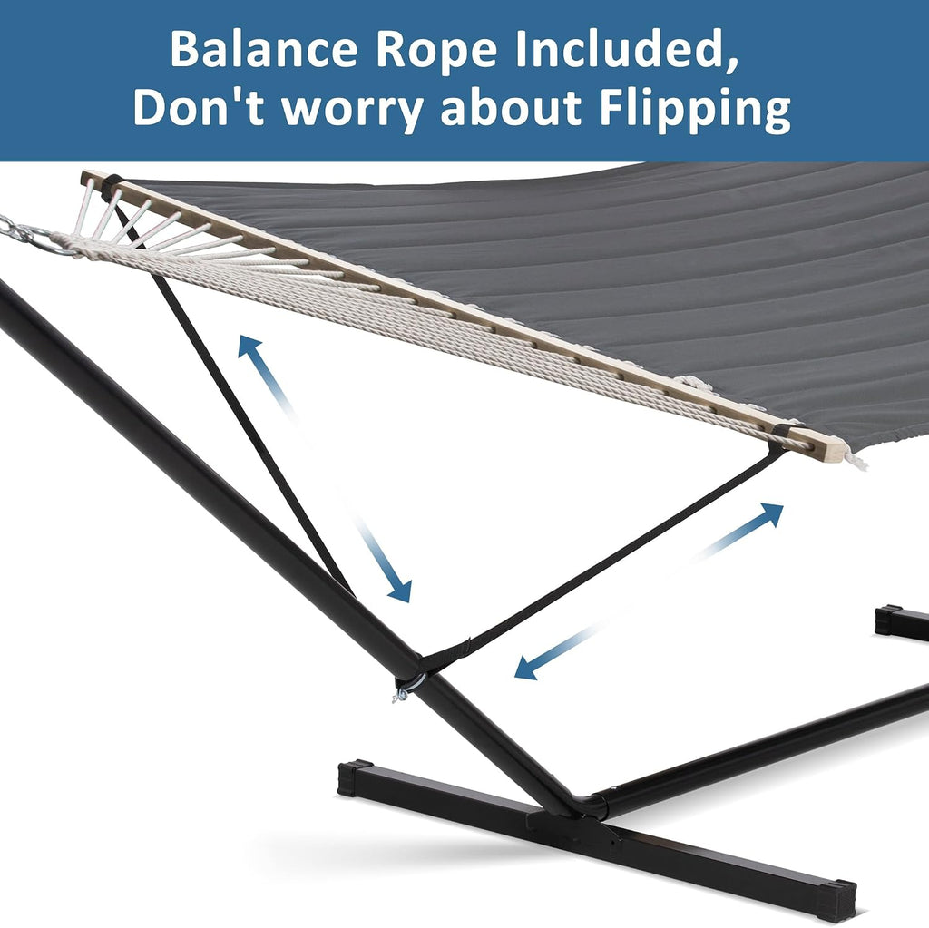 SUNCREAT 2 Person Hammock with Stand, 475 lbs Capacity, Dark Grey