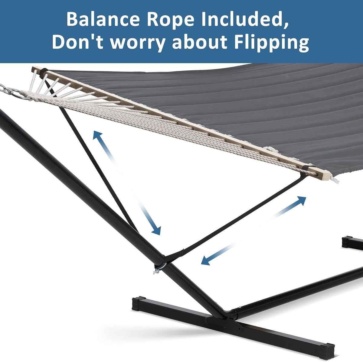 SUNCREAT 2 Person Hammock with Stand, 475 lbs Capacity, Dark Grey