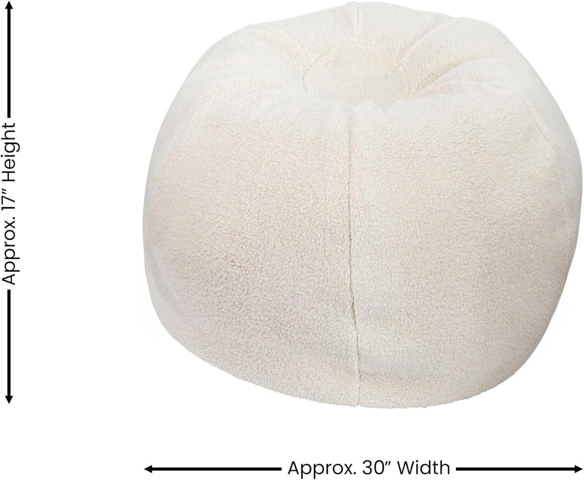 Flash Furniture Faux Sherpa Small Refillable Bean Bag Chair, Natural