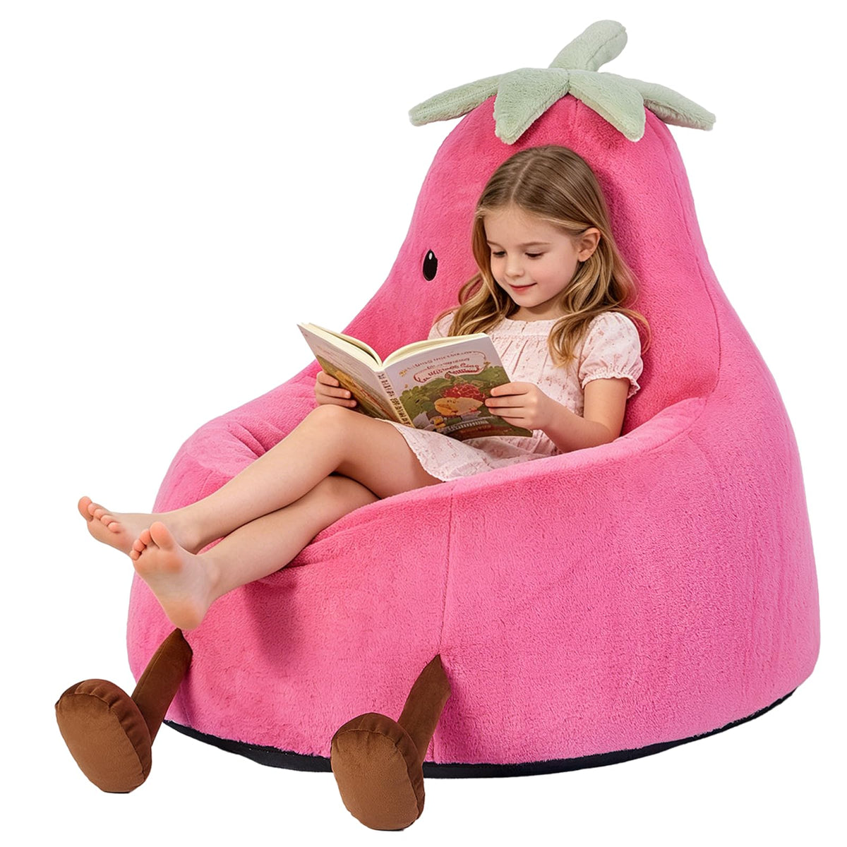 31 Inches Memory Foam Bean Bag Chair - Ultra Soft Faux Rabbit Fur Sofa with Handle & Machine Washable Cover, Comfy Lazy Chair for Kids Teens, Perfect for Reading Gaming in Living Room Bedroom，Yellow