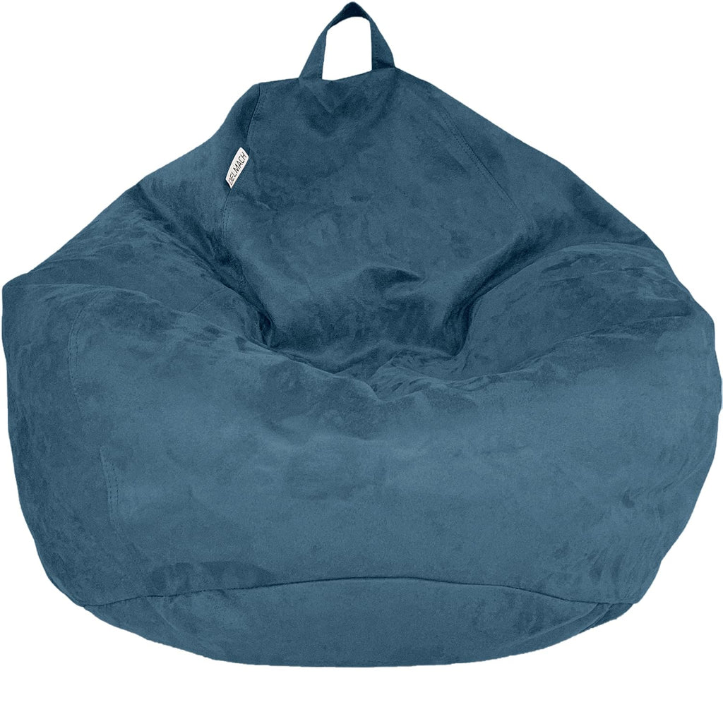 Bean Bag Stuffed Animal Storage Chair Cover (No Filler) for Kids and Adults. Extra Large Bird's Nest Beanbag Memory Foam Soft Premium (Navy Blue, 3 ft (Cover Only))