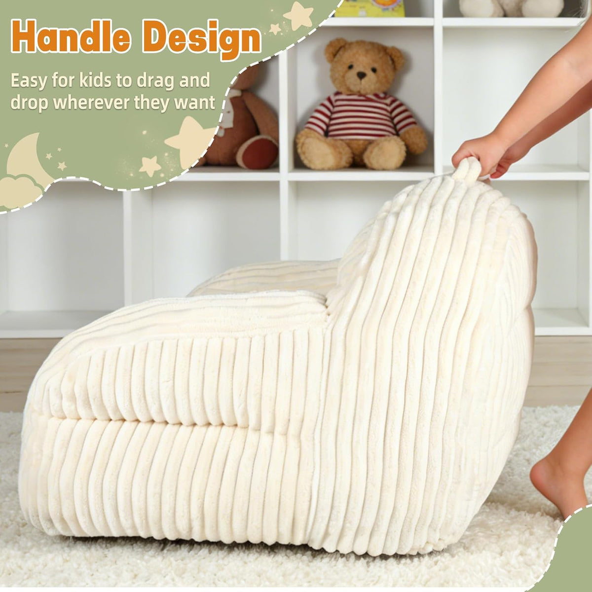 Bean Bag Chairs for Kids, Comfy Plush Toddler Chairs for Reading