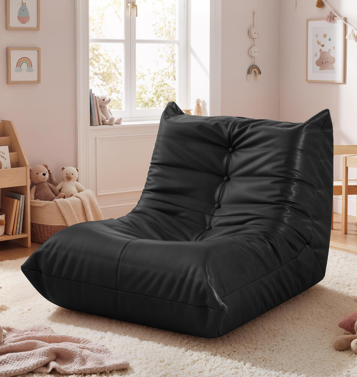 Hobestluk Kids Bean Bag Chair Small Beanbag Couch with Leather Fabric