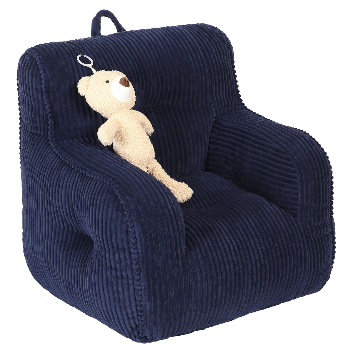 MOMCAYWEX Kids Bean Bag Chair with a Plush Bear, Comfy Toddler Chair for Boys and Girls, Grey