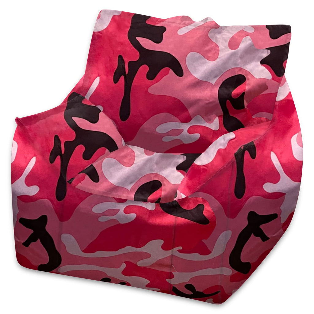 Posh Creations Structured Comfy Bean Bag Chair for Gaming, Reading, and Watching TV, Malibu Lounge, Canvas - Forest Critters on White