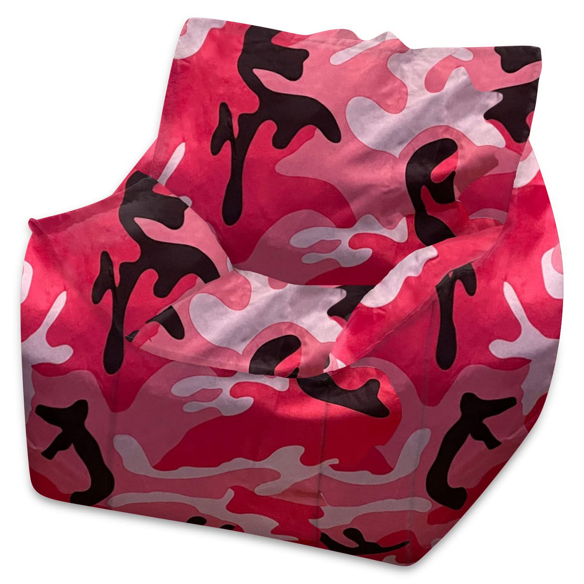 Posh Creations Structured Comfy Bean Bag Chair for Gaming, Reading, and Watching TV, Malibu Lounge, Canvas - Forest Critters on White
