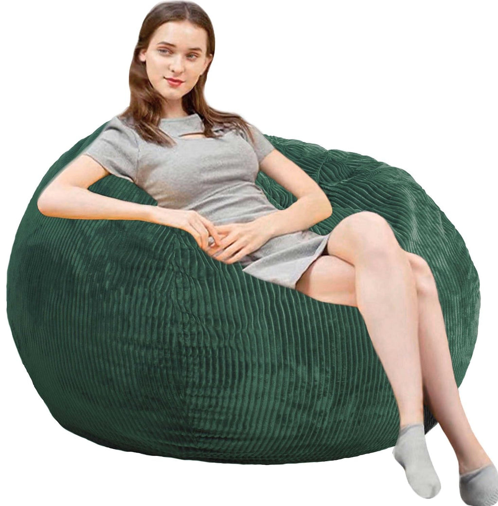 Fluffy Bean Bag Chair for Kids, 2.5FT Round Memory Foam Filled Bean Bag for Teens & Kids, Ultra Soft Faux Fur Fabric Bean Bag Chairs for Playroom, Living Room, Bedroom,Pink