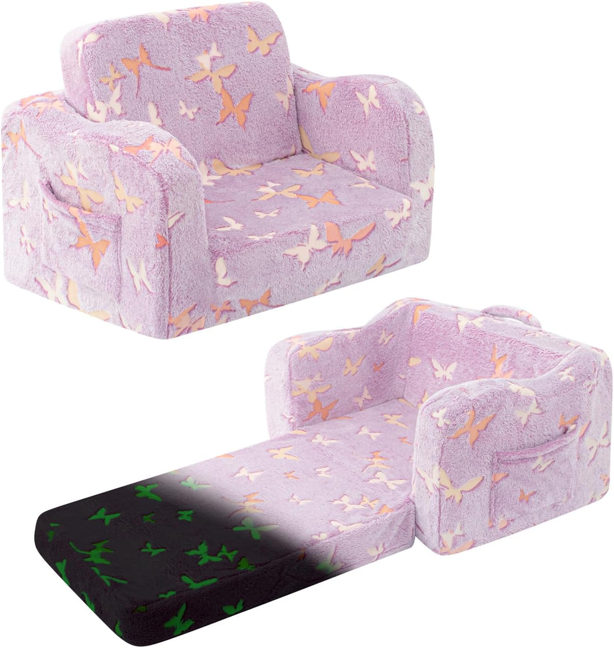 Comfy Kids Chair and Couch, 2-in-1 Fold Out Convertible Kids Chair